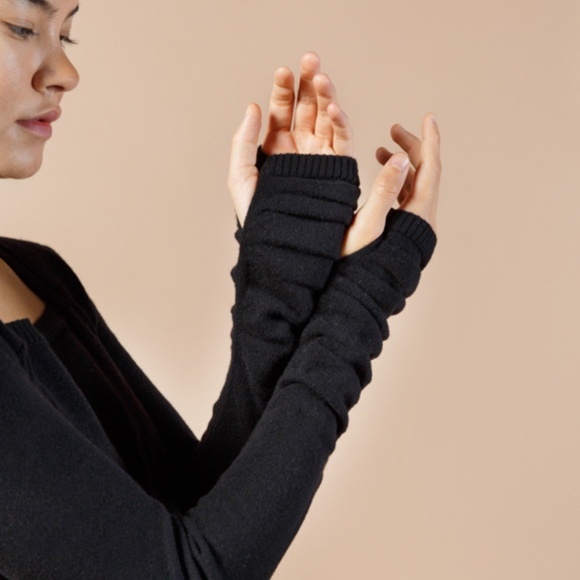 Sz Large Black Cashmere Sweater Dress, Knit Midi Length Long Sleeve Dress NWT - Picture 6 of 14